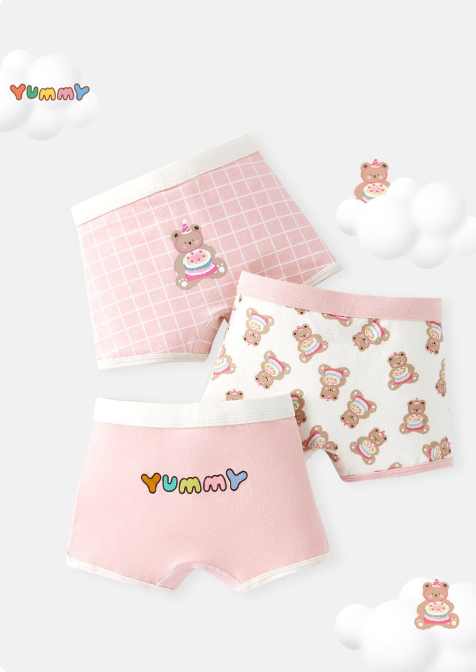 [Girls] Yummy Bear Briefs/Boyshorts (Set of 3)