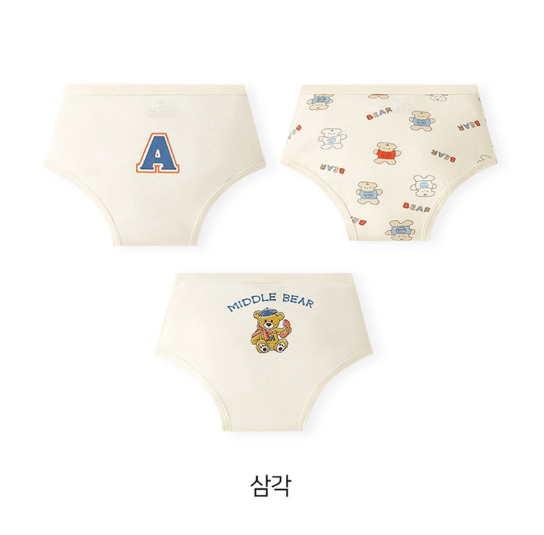 [Boys] White Bear briefs/drawers (Set of 3)