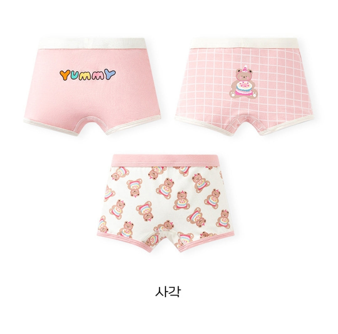 [Girls] Yummy Bear Briefs/Boyshorts (Set of 3)