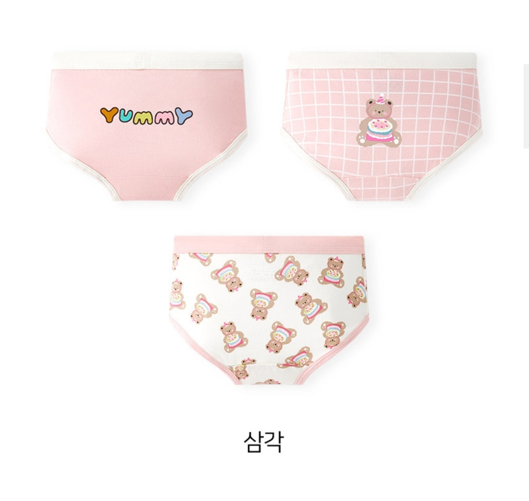 [Girls] Yummy Bear Briefs/Boyshorts (Set of 3)