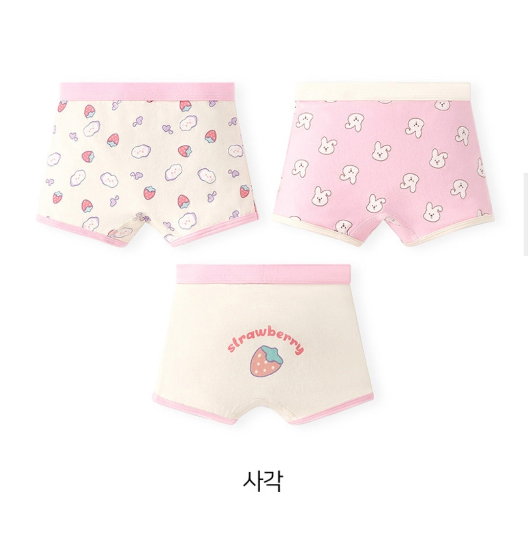 [Girls] Strawberry Rabbit Briefs/Boyshorts (Set of 3)