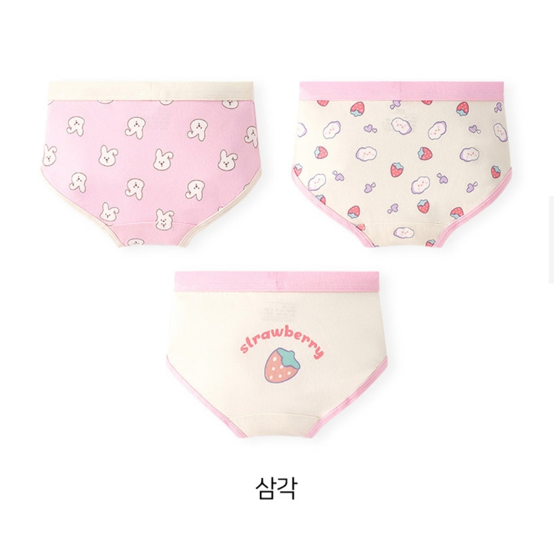 [Girls] Strawberry Rabbit Briefs/Boyshorts (Set of 3)